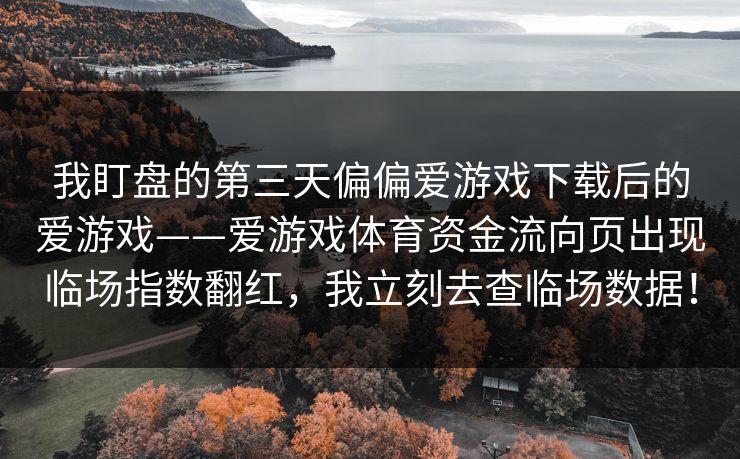 我盯盘的第三天偏偏爱游戏下载后的爱游戏——爱游戏体育资金流向页出现临场指数翻红，我立刻去查临场数据！