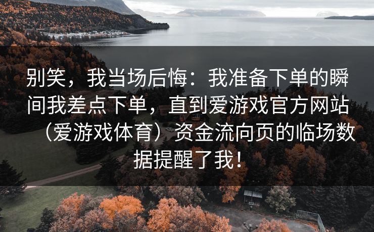 别笑，我当场后悔：我准备下单的瞬间我差点下单，直到爱游戏官方网站（爱游戏体育）资金流向页的临场数据提醒了我！