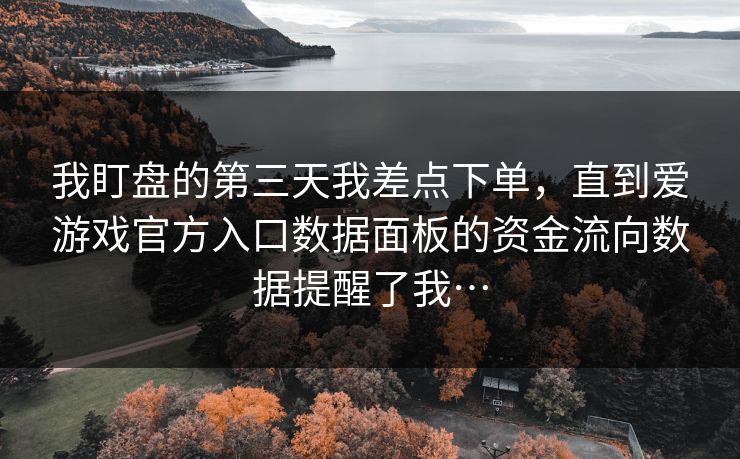 我盯盘的第三天我差点下单，直到爱游戏官方入口数据面板的资金流向数据提醒了我…